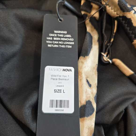 NWT Fashion Nova Wild For You Leopard Animal Print Swimsuit Size L  Cut-Out - Picture 8 of 8